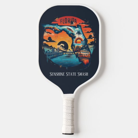 Retro-reiskaart van de staat Florida Pickleball Paddle (Achterkant)
