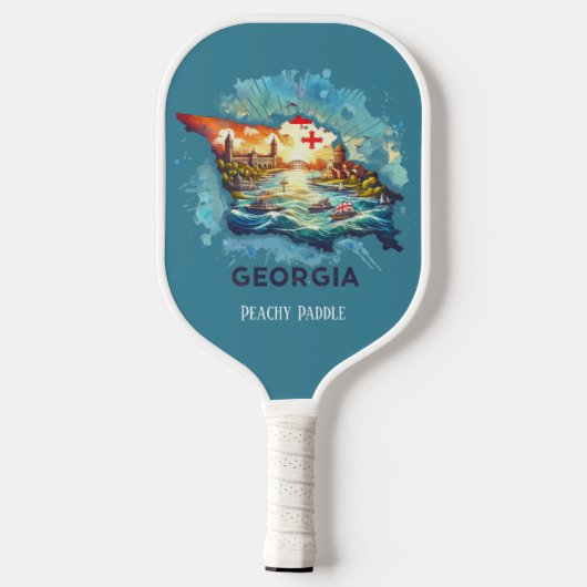 Retro-reiskaart van de staat Georgia Pickleball Paddle (Achterkant)