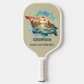 Retro-reiskaart van de staat Georgia Pickleball Paddle (Achterkant)