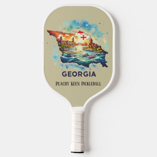 Retro-reiskaart van de staat Georgia Pickleball Paddle (Achterkant)