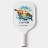 Retro-reiskaart van de staat Georgia Pickleball Paddle (Achterkant)