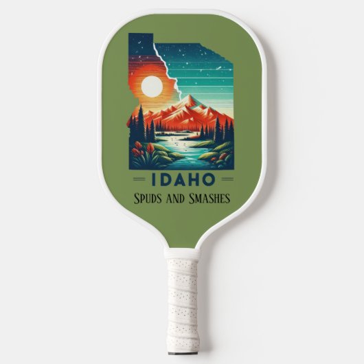 Retro-reiskaart van de staat Idaho Pickleball Paddle (Voorkant)