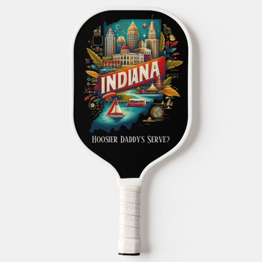 Retro-reiskaart van de staat Indiana Pickleball Paddle (Achterkant)