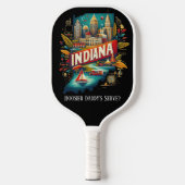 Retro-reiskaart van de staat Indiana Pickleball Paddle (Voorkant)