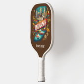Retro-reiskaart van de staat Indiana Pickleball Paddle (Links)