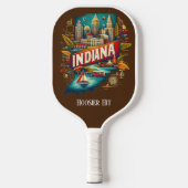 Retro-reiskaart van de staat Indiana Pickleball Paddle (Voorkant)