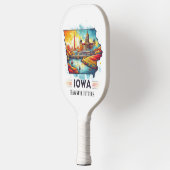 Retro-reiskaart van de staat Iowa Pickleball Paddle (Links)