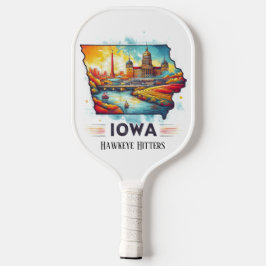 Retro-reiskaart van de staat Iowa Pickleball Paddle