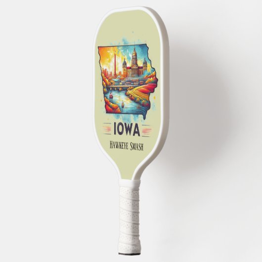 Retro-reiskaart van de staat Iowa Pickleball Paddle (Links)