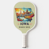 Retro-reiskaart van de staat Iowa Pickleball Paddle (Achterkant)