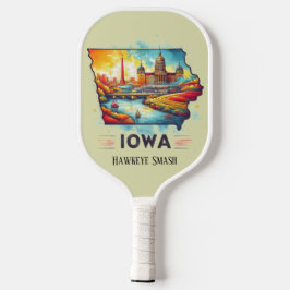 Retro-reiskaart van de staat Iowa Pickleball Paddle