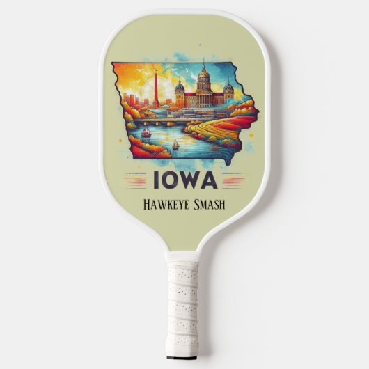 Retro-reiskaart van de staat Iowa Pickleball Paddle (Achterkant)