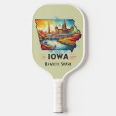 Retro-reiskaart van de staat Iowa Pickleball Paddle (Voorkant)