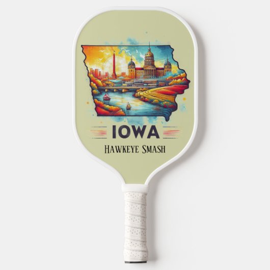 Retro-reiskaart van de staat Iowa Pickleball Paddle (Voorkant)
