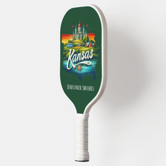 Retro-reiskaart van de staat Kansas Pickleball Paddle (Links)