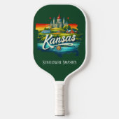 Retro-reiskaart van de staat Kansas Pickleball Paddle (Voorkant)