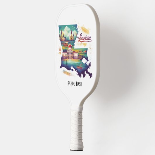Retro-reiskaart van de staat Louisiana Pickleball Paddle (Links)