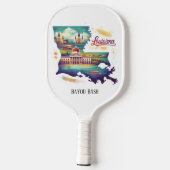 Retro-reiskaart van de staat Louisiana Pickleball Paddle (Achterkant)