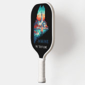 Retro-reiskaart van de staat Maine Pickleball Paddle (Links)