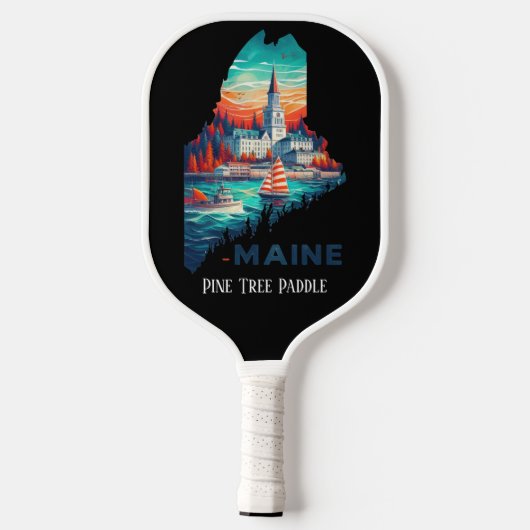 Retro-reiskaart van de staat Maine Pickleball Paddle (Achterkant)