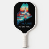 Retro-reiskaart van de staat Maine Pickleball Paddle (Voorkant)