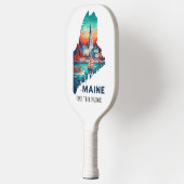 Retro-reiskaart van de staat Maine Pickleball Paddle (Links)