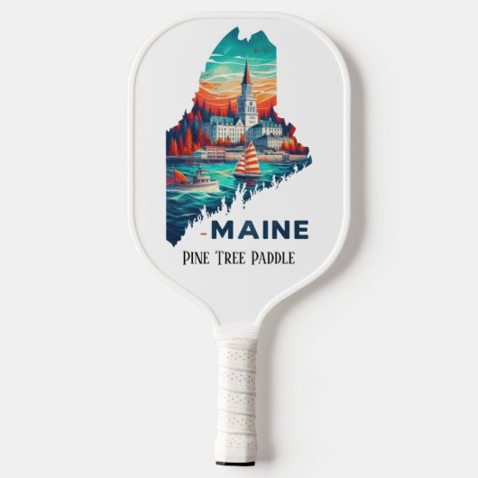 Retro-reiskaart van de staat Maine Pickleball Paddle (Achterkant)