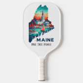 Retro-reiskaart van de staat Maine Pickleball Paddle (Voorkant)