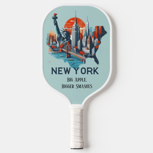Retro Reiskaart van de staat New York Pickleball Paddle (Voorkant)