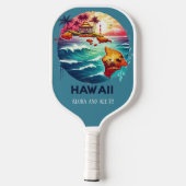 Retro reiskaart van Hawaï Pickleball Paddle (Achterkant)