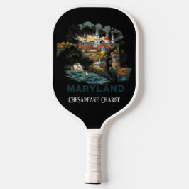 Retro Reiskaart van Maryland State Pickleball Paddle