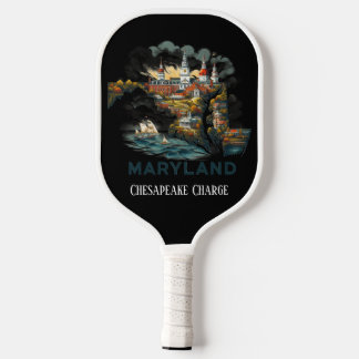 Retro Reiskaart van Maryland State Pickleball Paddle