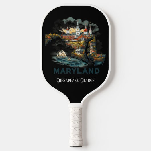 Retro Reiskaart van Maryland State Pickleball Paddle (Voorkant)