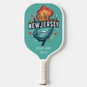 Retro Reiskaart van New Jersey State Pickleball Paddle (Achterkant)