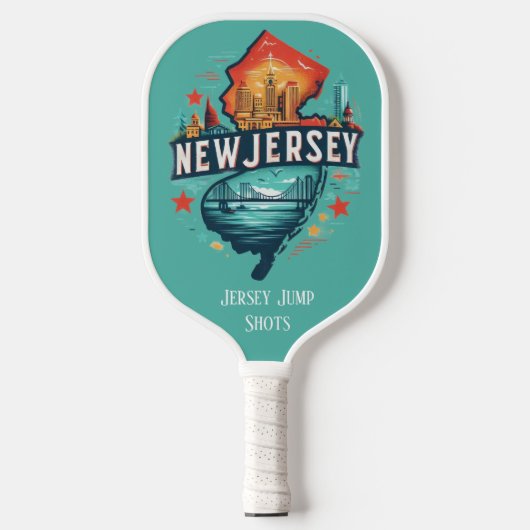 Retro Reiskaart van New Jersey State Pickleball Paddle (Voorkant)