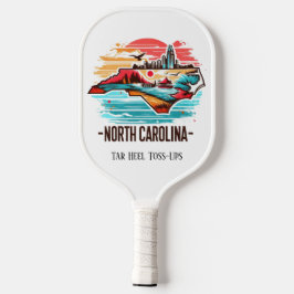 Retro Reiskaart van North Carolina State Pickleball Paddle