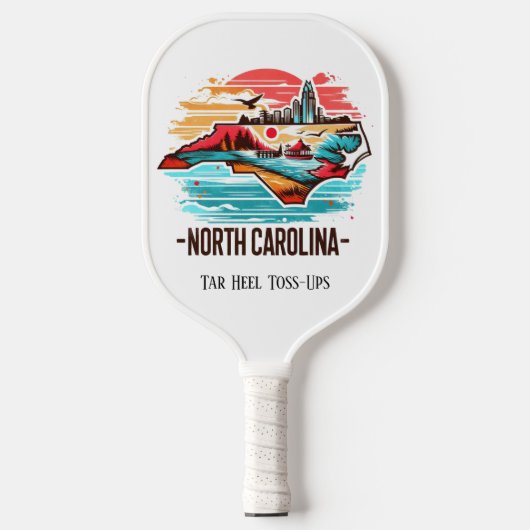 Retro Reiskaart van North Carolina State Pickleball Paddle (Voorkant)
