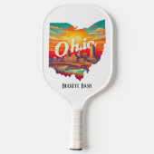 Retro Reiskaart van Ohio State Pickleball Paddle (Achterkant)