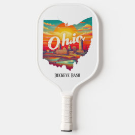 Retro Reiskaart van Ohio State Pickleball Paddle