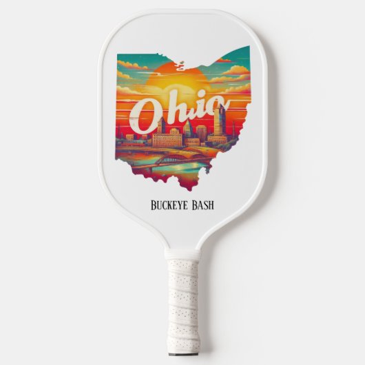 Retro Reiskaart van Ohio State Pickleball Paddle (Voorkant)