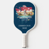 Retro Reiskaart van Washington State Pickleball Paddle (Achterkant)