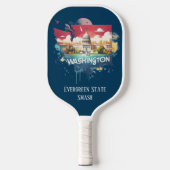 Retro Reiskaart van Washington State Pickleball Paddle (Voorkant)