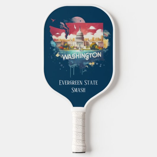 Retro Reiskaart van Washington State Pickleball Paddle (Voorkant)