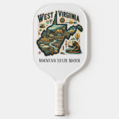 Retro Reiskaart van West Virginia State Pickleball Paddle (Voorkant)