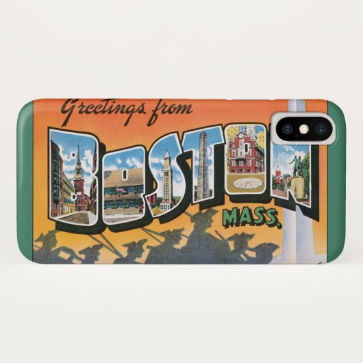Retro Reiskaarten Groeten uit Boston Massachusetts Case-Mate iPhone Case (Achterkant (horizontaal))