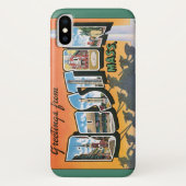 Retro Reiskaarten Groeten uit Boston Massachusetts Case-Mate iPhone Case (Achterkant)