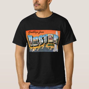 Retro Reiskaarten Groeten uit Boston Massachusetts T-shirt