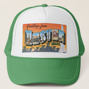 Retro Reiskaarten Groeten uit Boston Massachusetts Trucker Pet