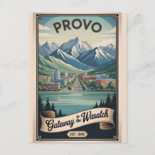 Retro Reiskunstposter Illustratie Provo Utah Feestdagenkaart