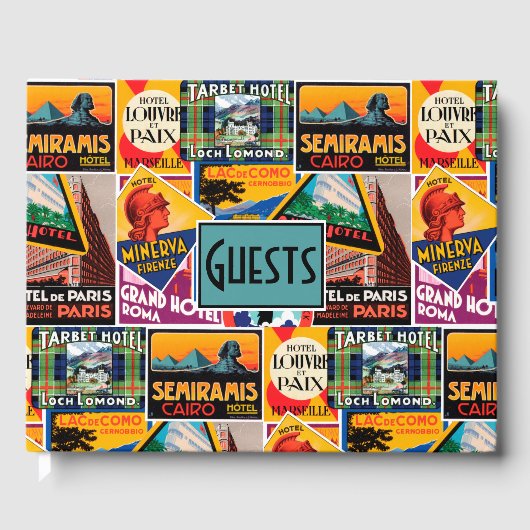 Retro Reislabels Gastenboek (Voorkant)